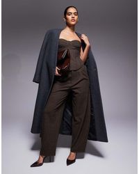 ASOS - Pantaloni Bombati Color Cioccolato Spazzolati Con Motivo A Spina Di Pesce - Lyst