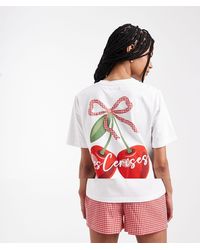 Threadbare - Pigiama A Maniche Corte Con Pantaloncini Boxer A Quadri E Con Stampa Di Ciliegie - Lyst