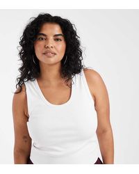 ASOS - Asos Design Curve Thick Binding Detail Ribbed Scoop Neck Vest - Lyst