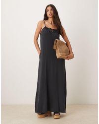 Jdy - Robe longue sans manches en gaze avec liens noués à l'avant - anthracite - Lyst