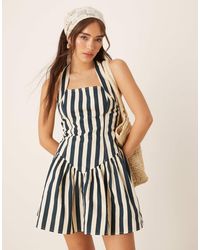 ASOS - Halter Mini Dress With Ruffle Hem - Lyst