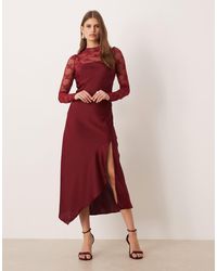 Y.A.S - Hybrid High Neck Lace Top And Satin Slip Dress - Lyst