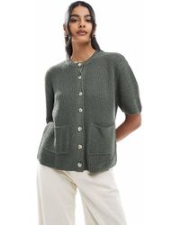 ASOS - Cárdigan Con Bolsillos De Parche De Punto De -Verde - Lyst