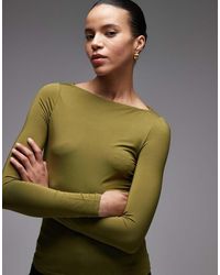 ASOS - Slinky Slash Neck Long Sleeve Top - Lyst