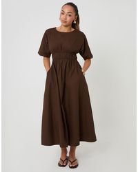 Threadbare - Elasticated Waist Cotton Poplin Midi Dress - Lyst