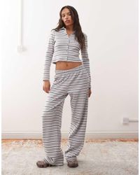 Reclaimed (vintage) - Geborstelde Broek Met Elastische Taille En Strepen - Lyst