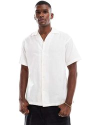 Jack & Jones - Camisa Blanca Con Cuello De Solapas De Mezcla De Lino De - Lyst