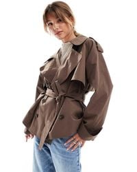 ASOS - Oversized Short Trench Coat With Belt - Lyst