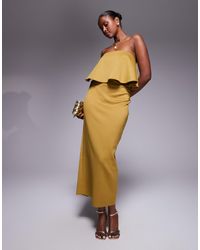 ASOS - Robe bustier mi-longue en imitation néoprène à basques - bronze - Lyst