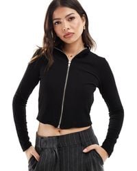 ONLY - Ribbed Zip Through Top - Lyst