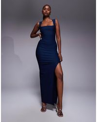 Vesper - Square Neck Bodycon Maxi Dress - Lyst