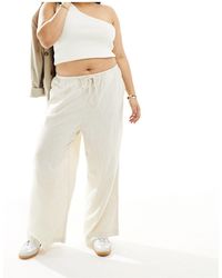 ASOS - Asos Design Curve Wide Leg Pull On Pants With Linen - Lyst