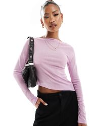 ASOS - Sheer Long Sleeve Top With Asymmetric Hem - Lyst