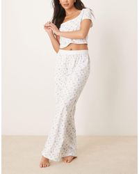 ASOS - – mix & match – pyjama-hose mit freiliegendem bund, picot-besatz und blümchenmuster - Lyst