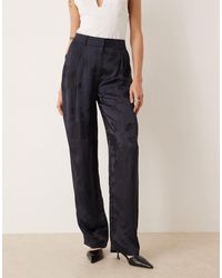 ASOS - Asos Design Tall Tailored High Waist Straight Leg Satin Jacquard Trousers - Lyst