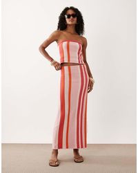 ASOS - Set Van Gestreepte Gebreide Maxi Rok - Lyst