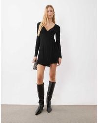 Miss Selfridge - Lace Trim Wrap Mini Dress - Lyst