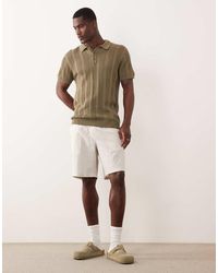 New Look - Knitted Ribbed Stripe Polo - Lyst