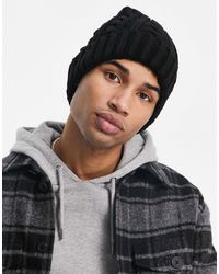 New Look Cable Knit Fisherman Beanie - Black