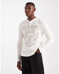 Hollister - Long Sleeve Button Detail Graphic T-shirt - Lyst