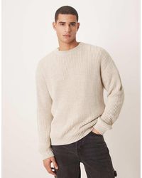 ASOS - Relaxed Long Sleeve Knitted Crew Neck Rib Jumper - Lyst