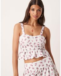 ASOS - Textured Milkmaid Cami Corset Top With Frill Hem - Lyst