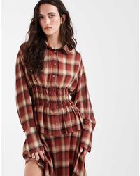 BRONZE SNAKE - Camisa Roja A Cuadros Con Cintura Fruncida Soho De (Parte De Un Conjunto)-Blanco - Lyst