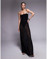 AFRM - Shea Sheer Mesh Bodysuit Maxi Dress - Lyst