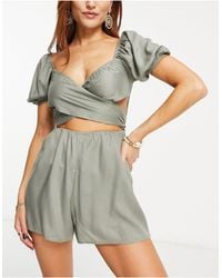 esmé studios - Esmee Exclusive Beach Wrap Front Playsuit With Shirred Back - Lyst