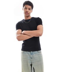 ASOS - Basic Muscle Fit Geribbeld T-Shirt - Lyst