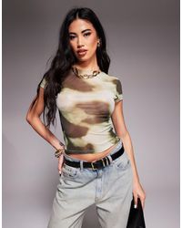ASOS - Mesh Abstract Print Baby Tee - Lyst