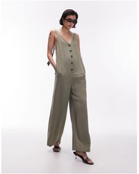 TOPSHOP - V Neck Button Down Knotted Strap Jumpsuit - Lyst