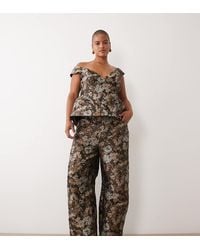 ASOS - Curve Jacquard Barrel Leg Co-ord Trouser - Lyst