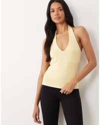 ASOS - Cotton Plunge Halter Top - Lyst