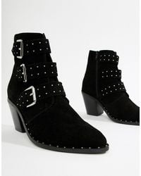 asos asher leather studded ankle boots