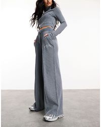 ASOS - Waffle Wide Leg Trackies With Logo - Lyst