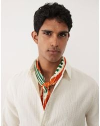 ASOS - Crinkled Satin Scarf With Geometric Pattern - Lyst