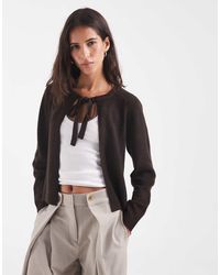 ONLY - Tie Front Knitted Cardigan - Lyst