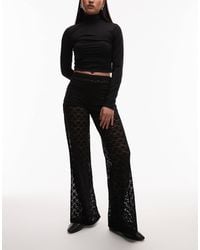 ASOS - Lace Sheer Wide Leg Trouser - Lyst