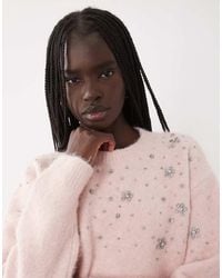 Miss Selfridge - Embellished Floral Beaded Jumper - Lyst