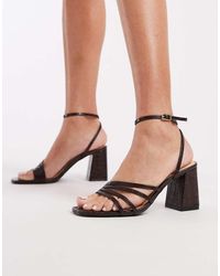 New Look - Block Heeled Multistrap Sandal - Lyst