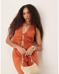 Iisla & Bird - Ruffle Tie Front Broderie Waistcoat Co-ord - Lyst
