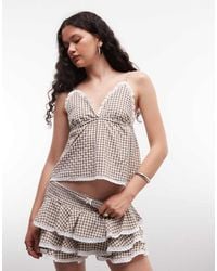 Daisy Street - Babydoll V Neck Cami Top With Lace Detailing - Lyst