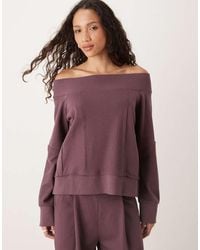 ASOS - Bardot Sweatshirt With Waffle Panel Detail - Lyst