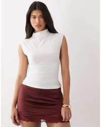 ASOS - Slinky High Neck Lace-up Back Top - Lyst