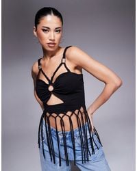 ASOS - Ruched Front Fringed Cami Top - Lyst