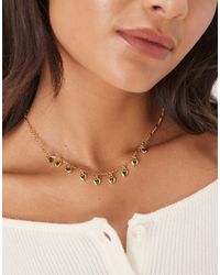 ASOS - Chain Necklace With Green Heart Charm Detail - Lyst