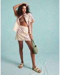 Miss Selfridge - Mix Fabric Patchwork Mini Skirt Co Ord - Lyst