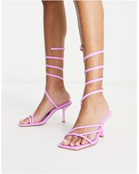 SIMMI - Simmi London Alisa Mid Heeled Sandal With Sprial Ankle Tie - Lyst