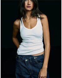 Bershka - Basic Rib Vest Top - Lyst